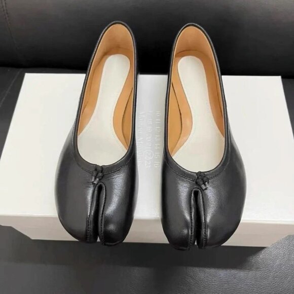 Maison Margiela Tabi Ballet Flats Shoes 38 25cm Split Toe Leather Japan good - Picture 2 of 6